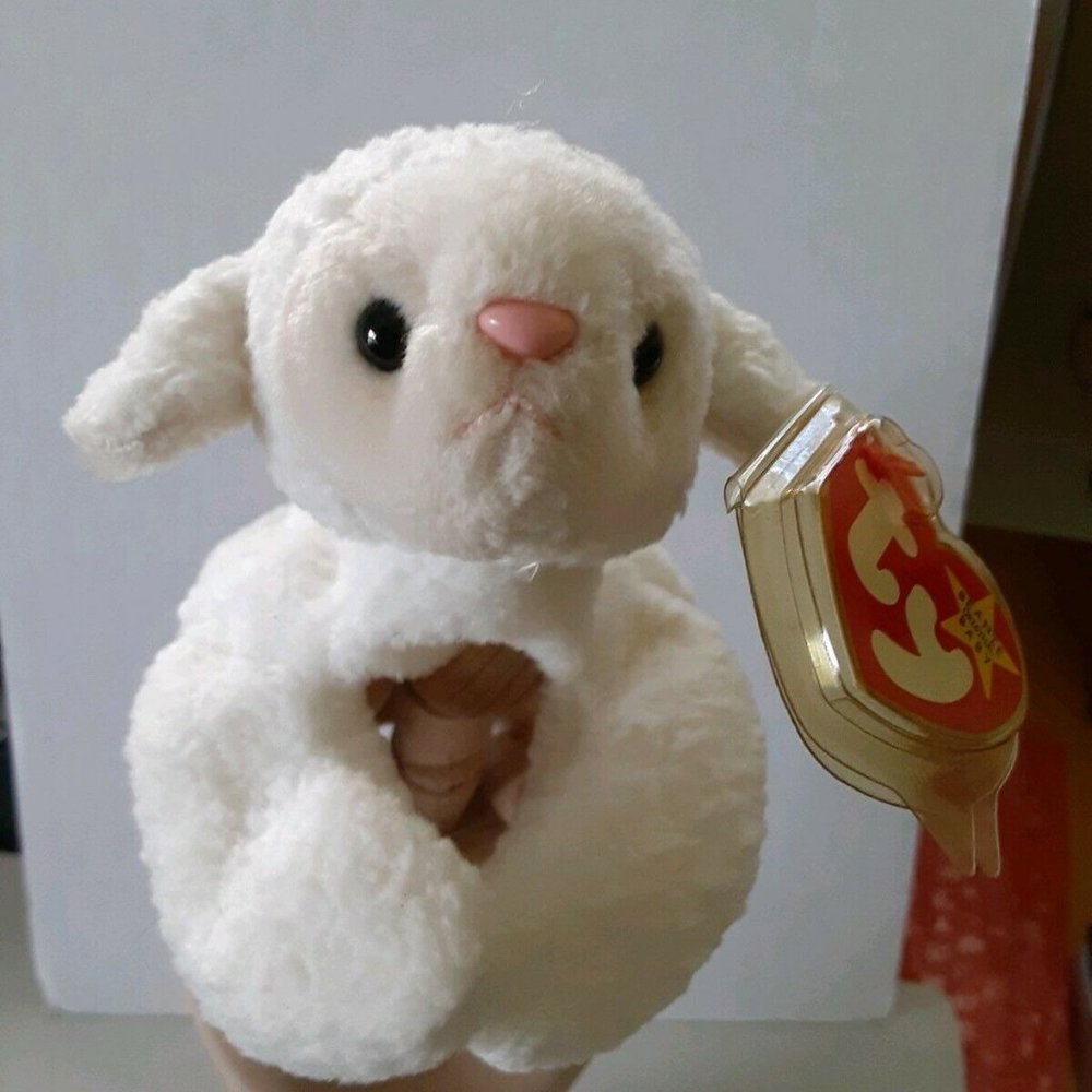1996 Retired Ty Beanie Baby Fleece The Sheep‎ Lamb with Tag Errors P.E. Pellets